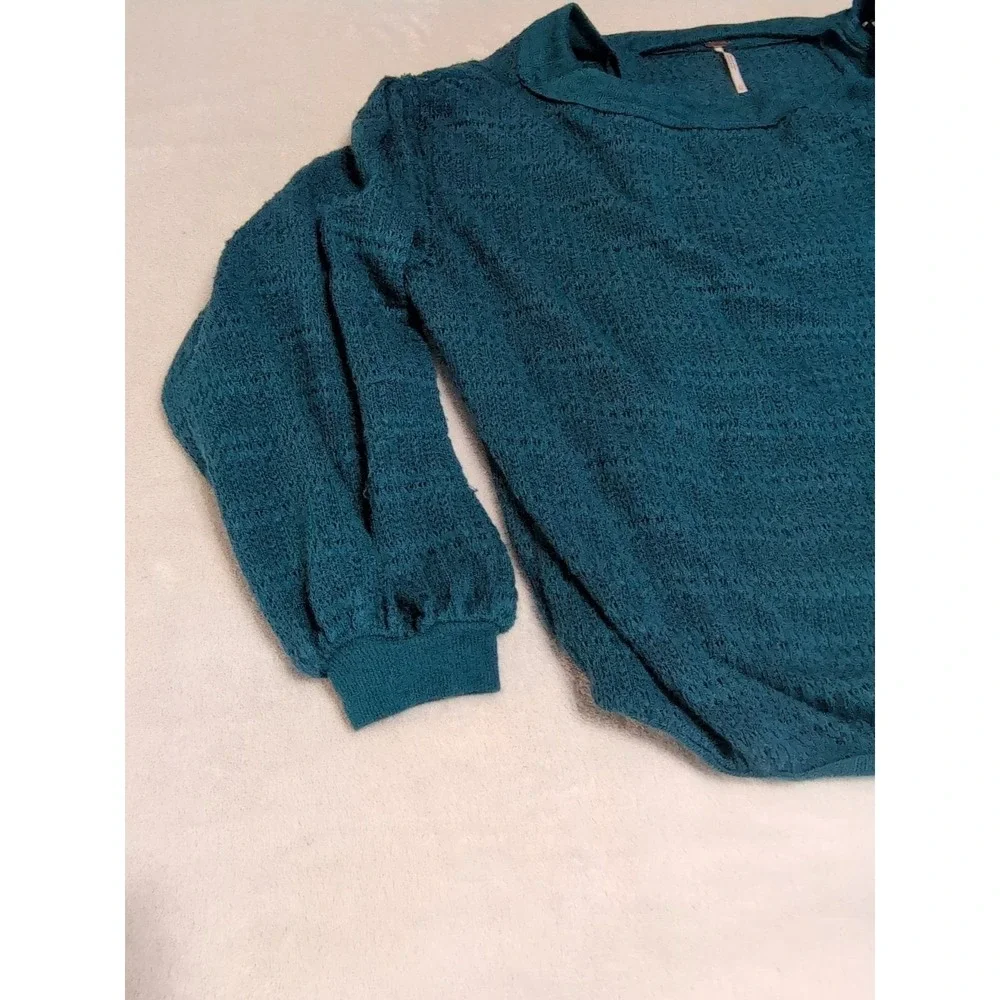 Free People Sweater Womens XS Teal Blue Excellent  Balloon‎ Sleeve Slouchy
